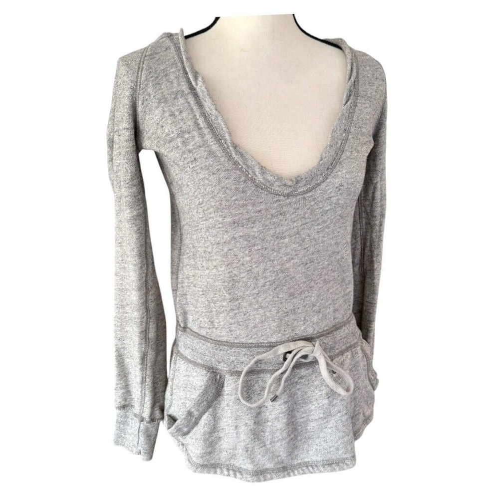 Abercrombie & Fitch Womens Gray Hoodie Drawstring Scoop Neck Pockets Pullover S - Picture 4 of 11